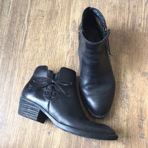 Born Bow Black Leather Ankle Boots Booties